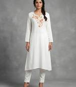 White rayon embroidered kurta set