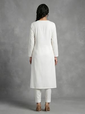 White rayon embroidered kurta set 2