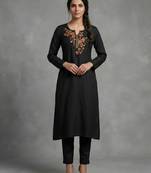 Black rayon embroidered kurta set