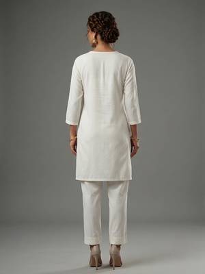 White rayon embroidered kurta set 2