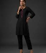 Black rayon embroidered kurta set