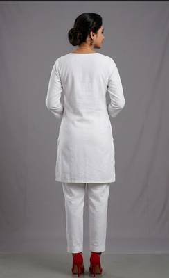 White rayon embroidered kurta set 2