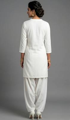 White rayon embroidered kurta set 2