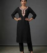Black rayon embroidered kurta set