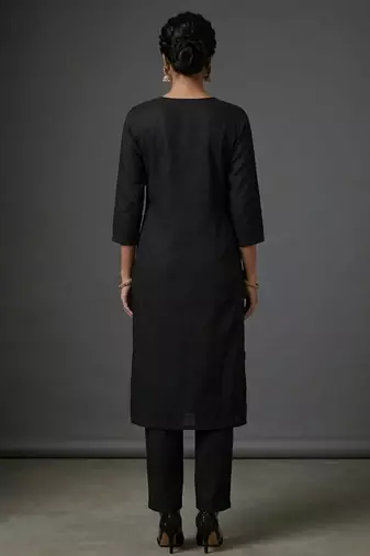 Black rayon embroidered kurta set