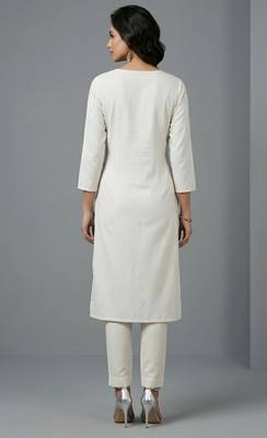 White rayon embroidered kurta set 2