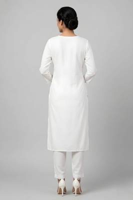White rayon embroidered kurta set 2