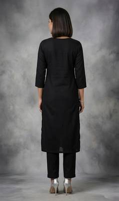 Black rayon embroidered kurta set 2