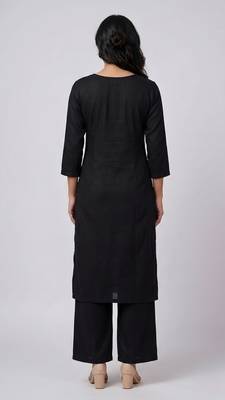 Black rayon embroidered kurta set 2