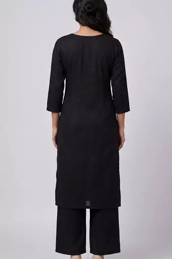 Black rayon embroidered kurta set