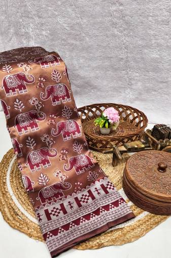 Maroon color art silk blend sarees with blouse