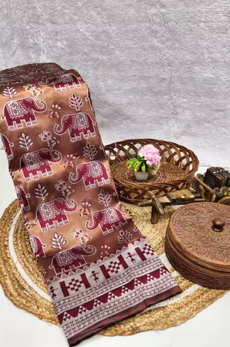 Maroon color art silk blend sarees with blouse