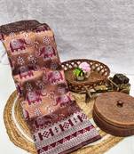 Maroon color art silk blend sarees with blouse