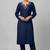 Blue rayon embroidered kurta set