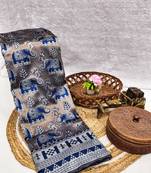 Blue color art silk blend sarees with blouse