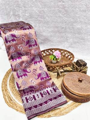 Rani color art silk blend sarees with blouse 1