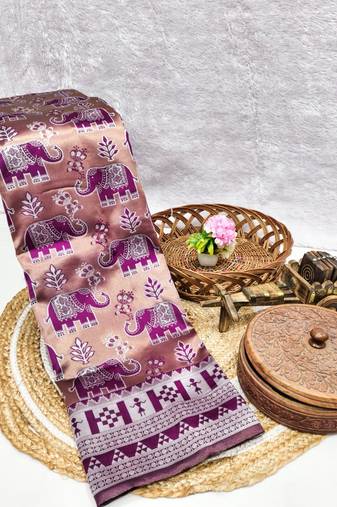 Rani color art silk blend sarees with blouse