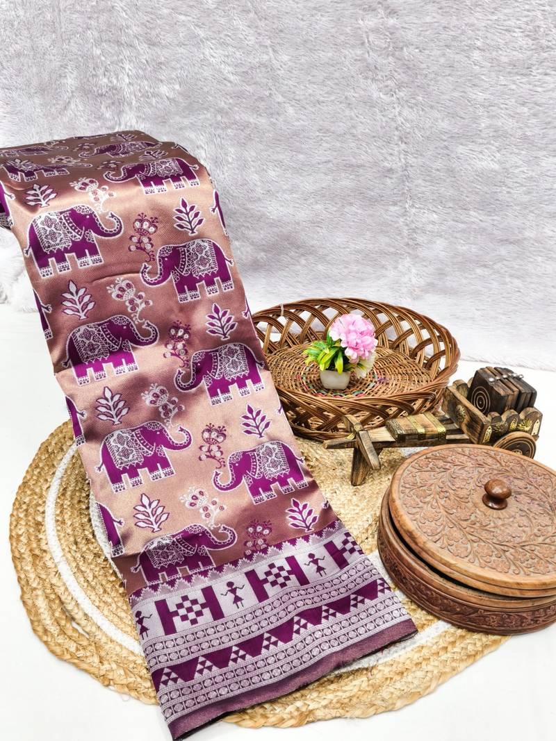 Rani color art silk blend sarees with blouse