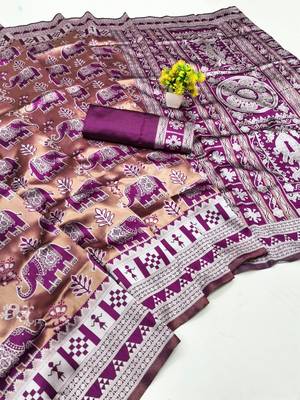 Rani color art silk blend sarees with blouse 3