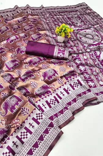 Rani color art silk blend sarees with blouse