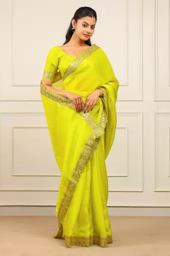 New fancy Soft jimichu silk Embroidered Women's Saree With Blouse Set
