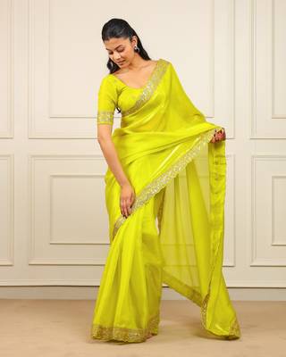 New fancy Soft jimichu silk Embroidered Women's Saree With Blouse Set 2