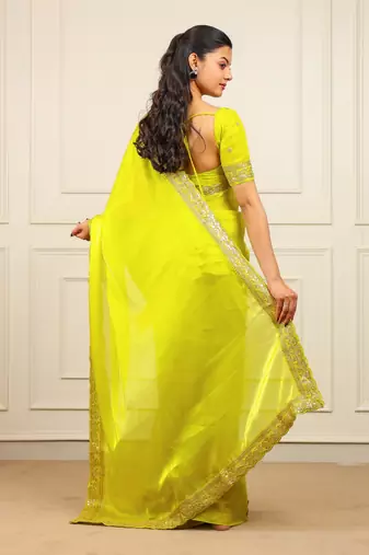 New fancy Soft jimichu silk Embroidered Women's Saree With Blouse Set