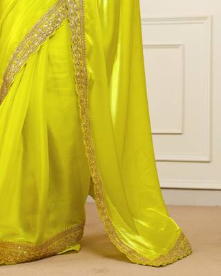 New fancy Soft jimichu silk Embroidered Women's Saree With Blouse Set 5