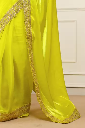 New fancy Soft jimichu silk Embroidered Women's Saree With Blouse Set