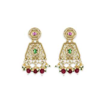 Traditional Moissanite Kundan Dangler Earrings 1