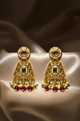 Traditional Moissanite Kundan Dangler Earrings