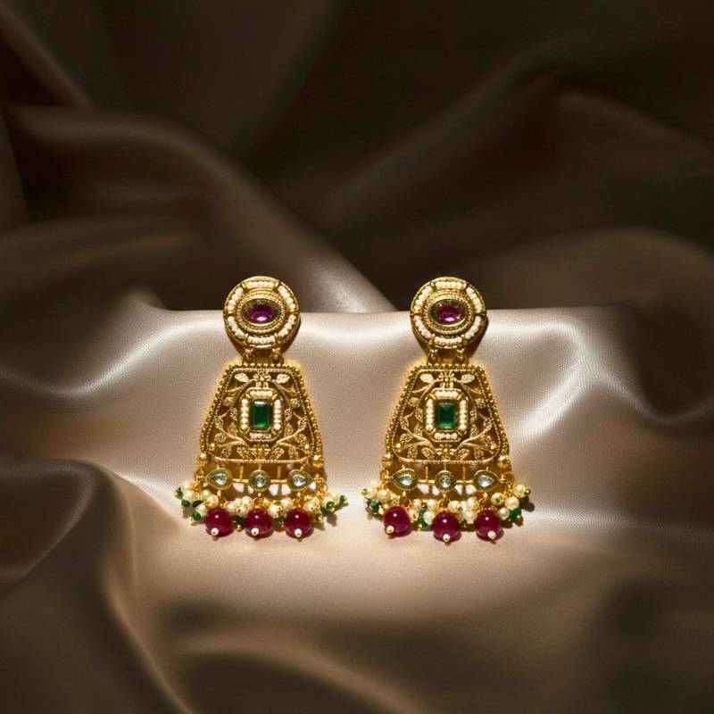 Traditional Moissanite Kundan Dangler Earrings