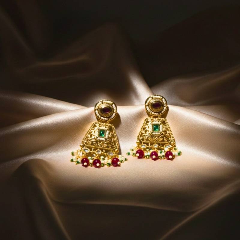 Traditional Moissanite Kundan Dangler Earrings