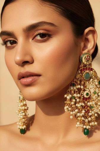Kundan Kashmiri Pearl Dangler Earrings
