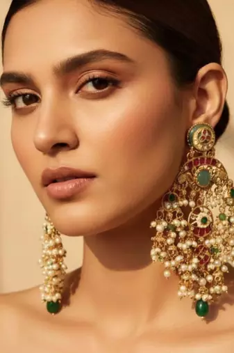 Kundan Kashmiri Pearl Dangler Earrings