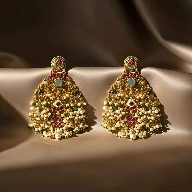 Kundan Kashmiri Pearl Dangler Earrings