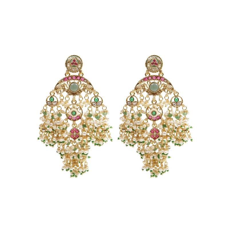 Kundan Kashmiri Pearl Dangler Earrings