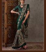 Green color ready to wear semi modal saree with unstitched designer blouse
