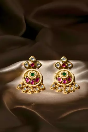 Antique Rajwadi Moissanite Polki Dangler Earrings