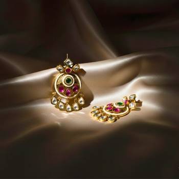 Antique Rajwadi Moissanite Polki Dangler Earrings 3
