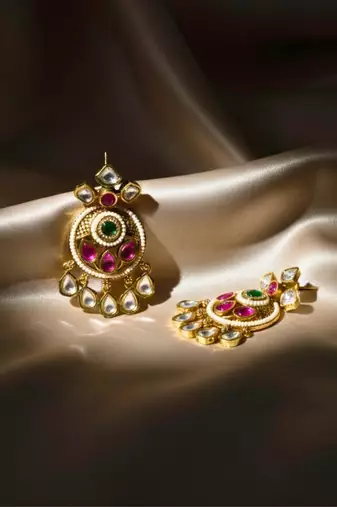 Antique Rajwadi Moissanite Polki Dangler Earrings