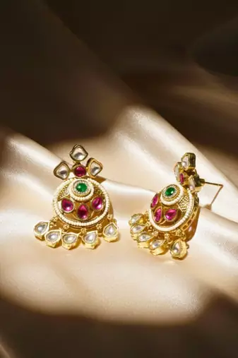 Antique Rajwadi Moissanite Polki Dangler Earrings