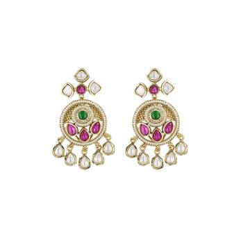Antique Rajwadi Moissanite Polki Dangler Earrings 5