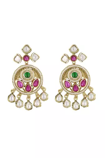 Antique Rajwadi Moissanite Polki Dangler Earrings