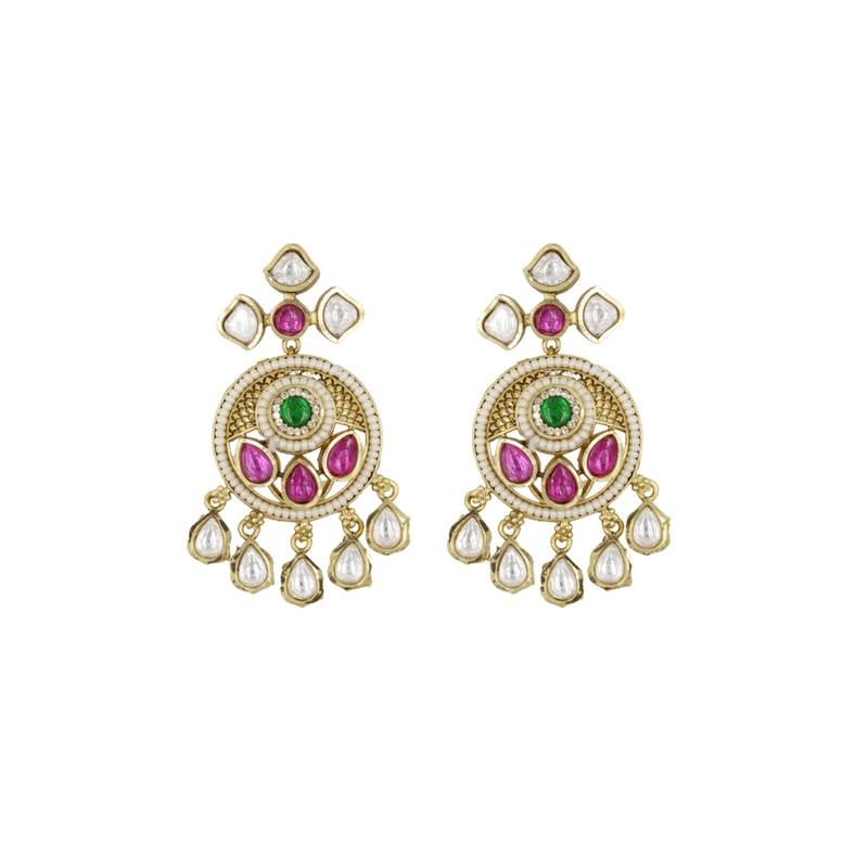 Antique Rajwadi Moissanite Polki Dangler Earrings