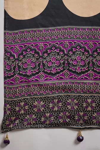 Purple color Pre Pleated semi modal saree with unstitched designer blouse