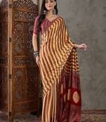 Yellow color ready to wear semi modal saree with unstitched designer blouse