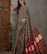 Black color ready to wear semi modal saree with unstitched designer blouse