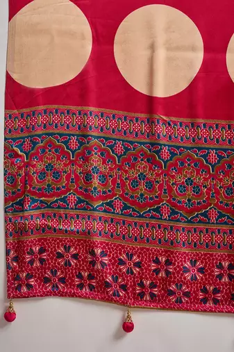 Blue color Pre Pleated semi modal saree with unstitched designer blouse