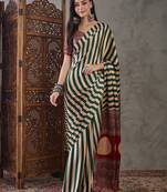 Green color ready to wear semi modal saree with unstitched designer blouse